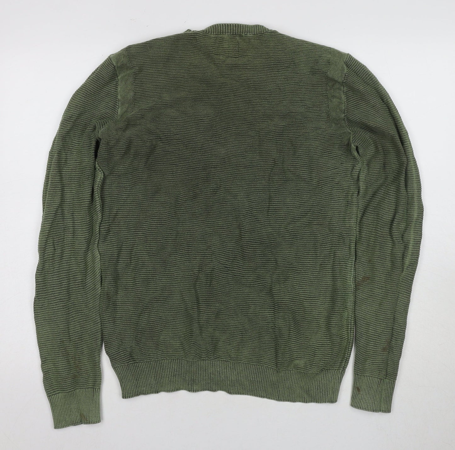 Jack & Jones Men's Green Medium Cotton Pullover Jumper