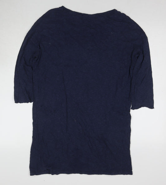 Superdry Women's Blue T-Shirt, S, 3/4 Sleeve, Sequin Accent