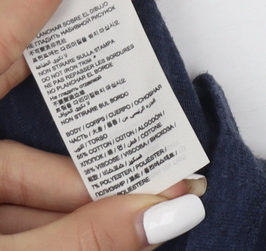 Superdry Women's Blue T-Shirt, S, 3/4 Sleeve, Sequin Accent