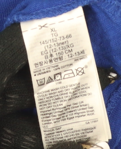 Gap Boys Blue XL Sequin Shark Graphic Long Sleeve T-Shirt