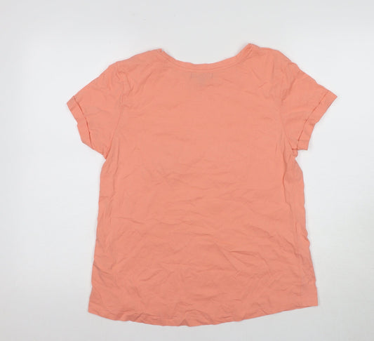 Brave Soul Women's Orange T-Shirt M Embroidered Short Sleeve