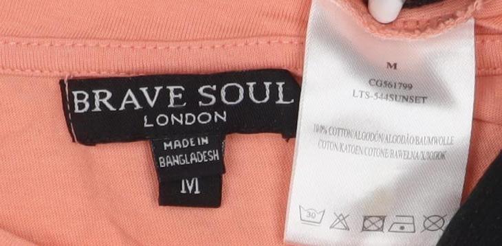 Brave Soul Women's Orange T-Shirt M Embroidered Short Sleeve