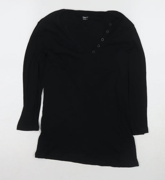 Gap Women's Black V-Neck Long Sleeve T-Shirt S