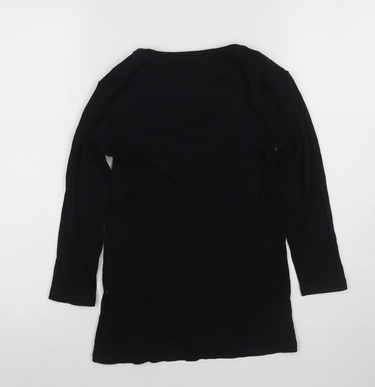 Gap Women's Black V-Neck Long Sleeve T-Shirt S