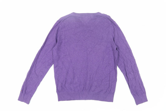 Tommy Hilfiger Men's Purple V-Neck Pullover Jumper S
