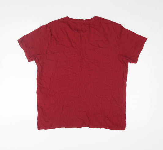 Crosshatch Men's Red Crew Neck T-Shirt, Size L