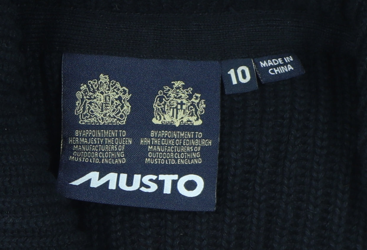 Musto Women's Black Full Zip Cotton Jumper Size 10