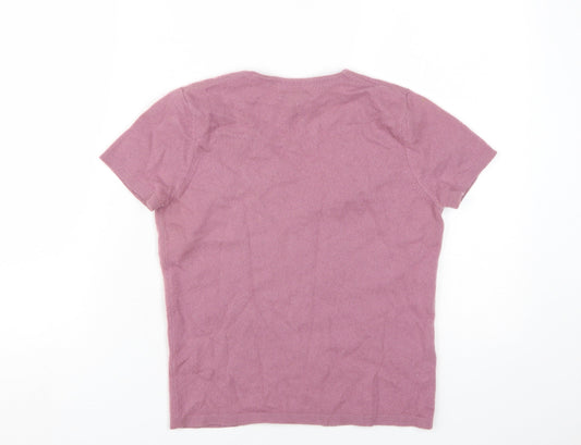Banana Republic Women's Purple Cashmere V-Neck T-Shirt