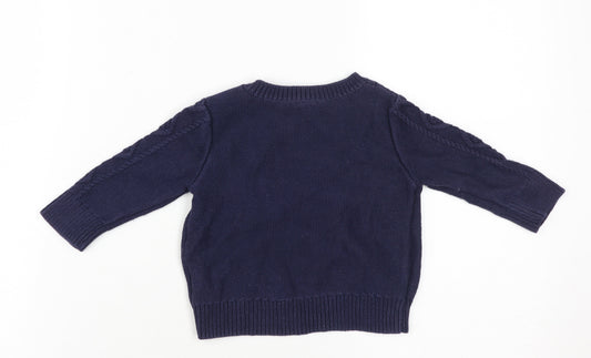 Gap Unisex Baby Blue Cotton Pullover Jumper 6-12 Months