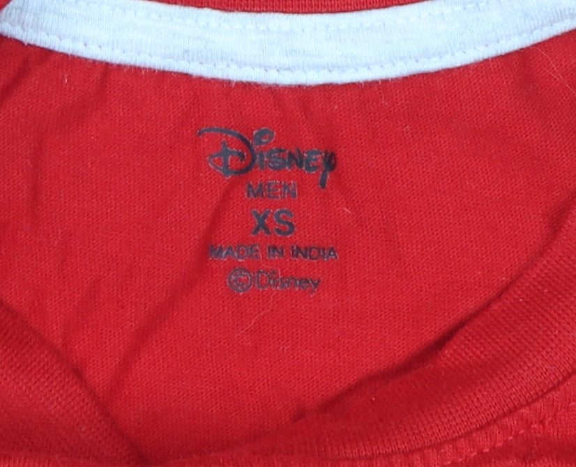 Disney Men Red XS Christmas Crew T-Shirt