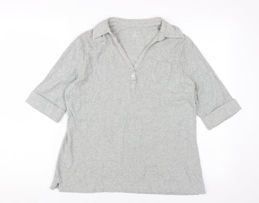 Lands' End Women's Grey Polo Shirt M