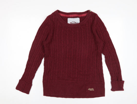 Superdry Women's Red XL Cable-Knit Pullover Jumper