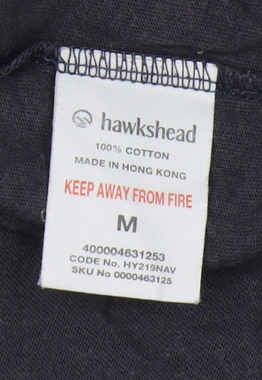 Hawkshead Men's Blue Crew Neck Cotton T-Shirt Size M