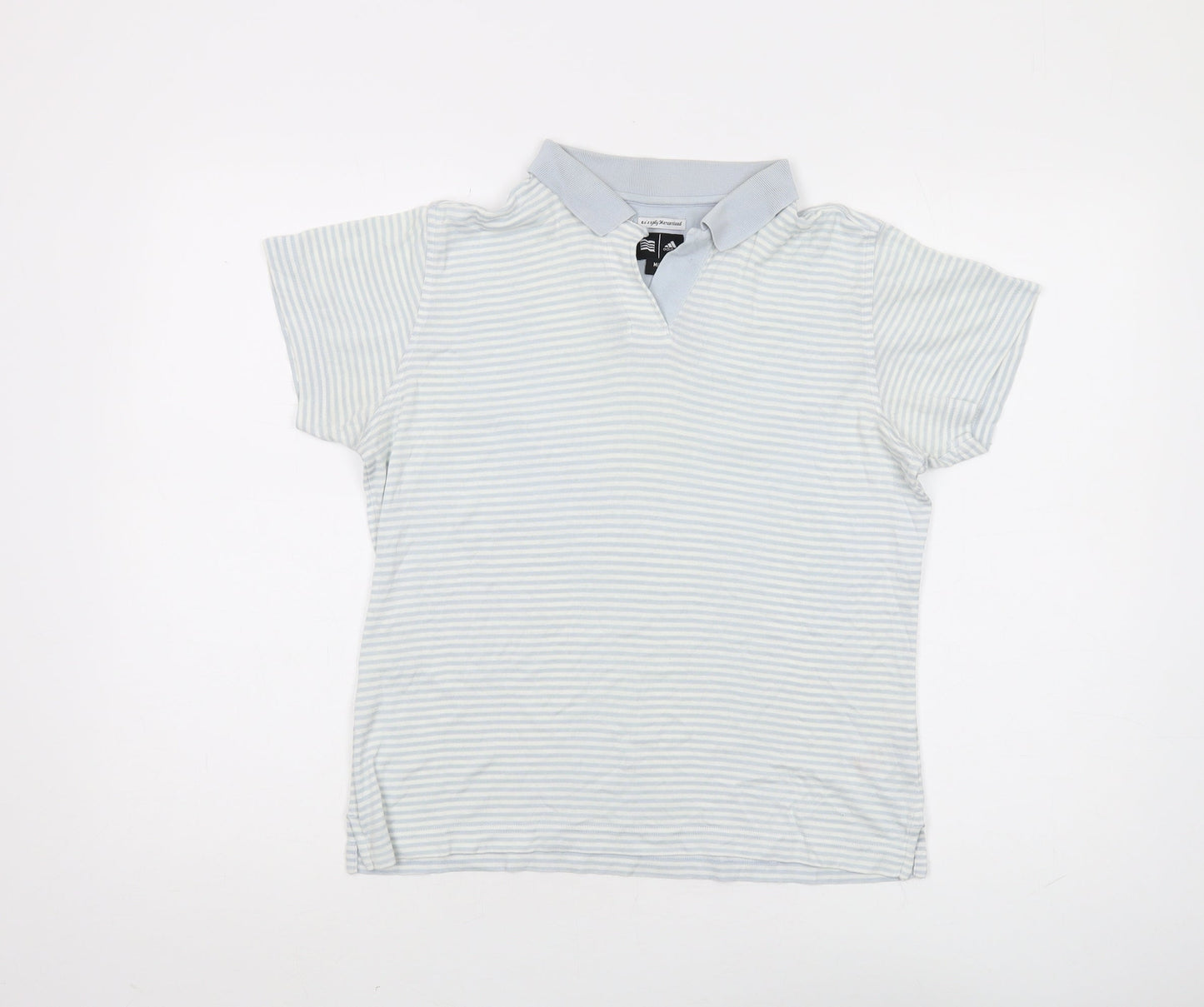 Adidas Unisex Blue Striped Polo Shirt M