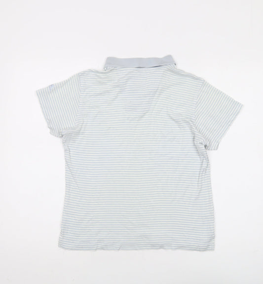 Adidas Unisex Blue Striped Polo Shirt M