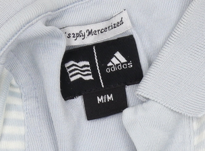 Adidas Unisex Blue Striped Polo Shirt M
