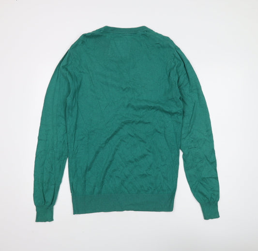 Jack Wills Men's Green V-Neck Pullover Jumper Size S