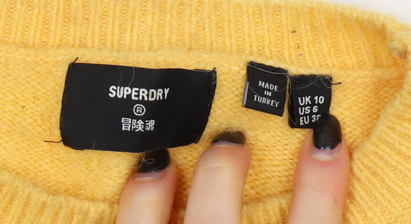 Superdry Women's Yellow Crew Neck Jumper Size 10