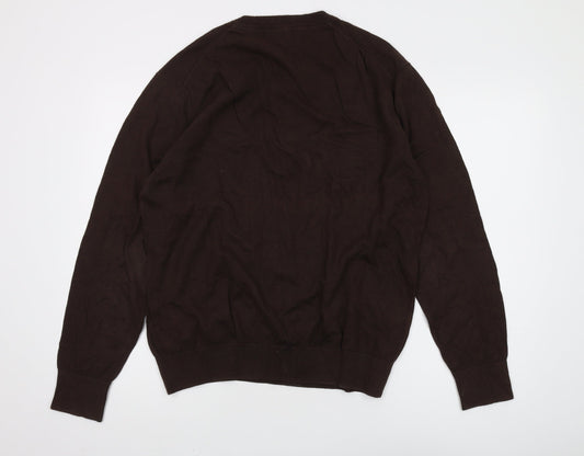 Crew Clothing Co. Men's Brown V-Neck Pullover Jumper L