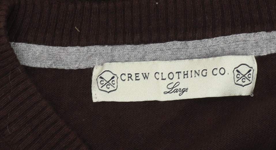 Crew Clothing Co. Men's Brown V-Neck Pullover Jumper L