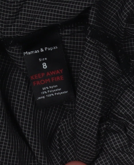 Mamas & Papas Women's Black Check Parka Jacket Size 8