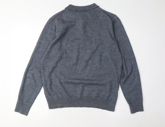 Gleneagles Men's Grey Henley Jumper, M, Classic Style