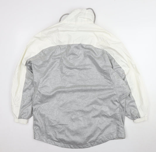 United Colors of Benetton Men's Grey White Windbreaker Jacket L