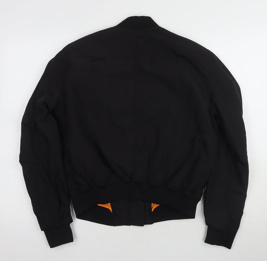 H&M Unisex Black Bomber Jacket Size 12 Polyester Zip