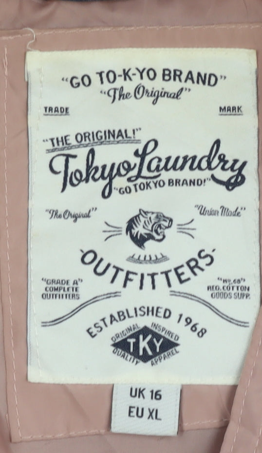 Tokyo Laundry Women's Pink Hooded Puffer Jacket Size 16