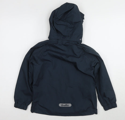Graffiti Boys Blue Rain Coat Hooded M Waterproof Jacket