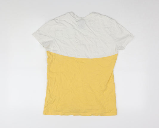 Nike Unisex Yellow T-Shirt, Size S, Colourblock Design