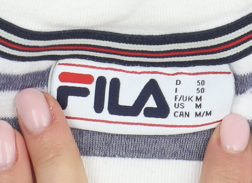 Fila Men's White Striped T-Shirt Medium