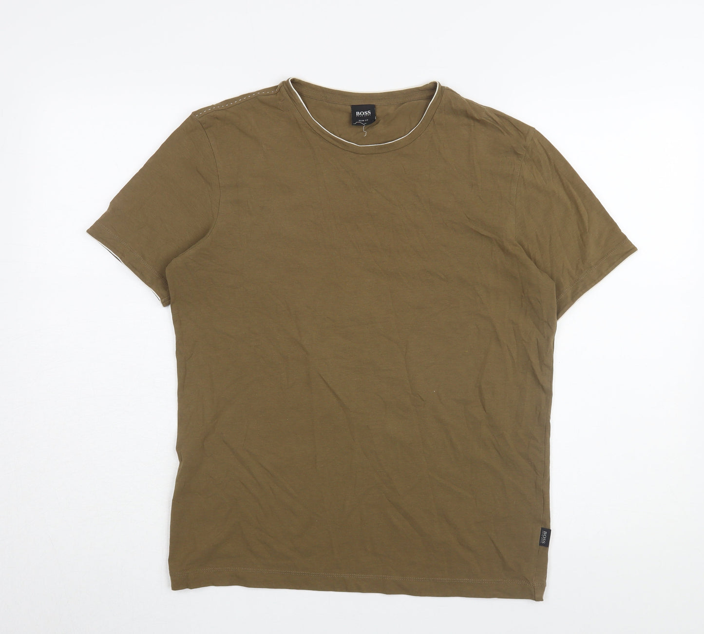 BOSS Men's Brown Slim Fit Crew Neck T-Shirt Medium