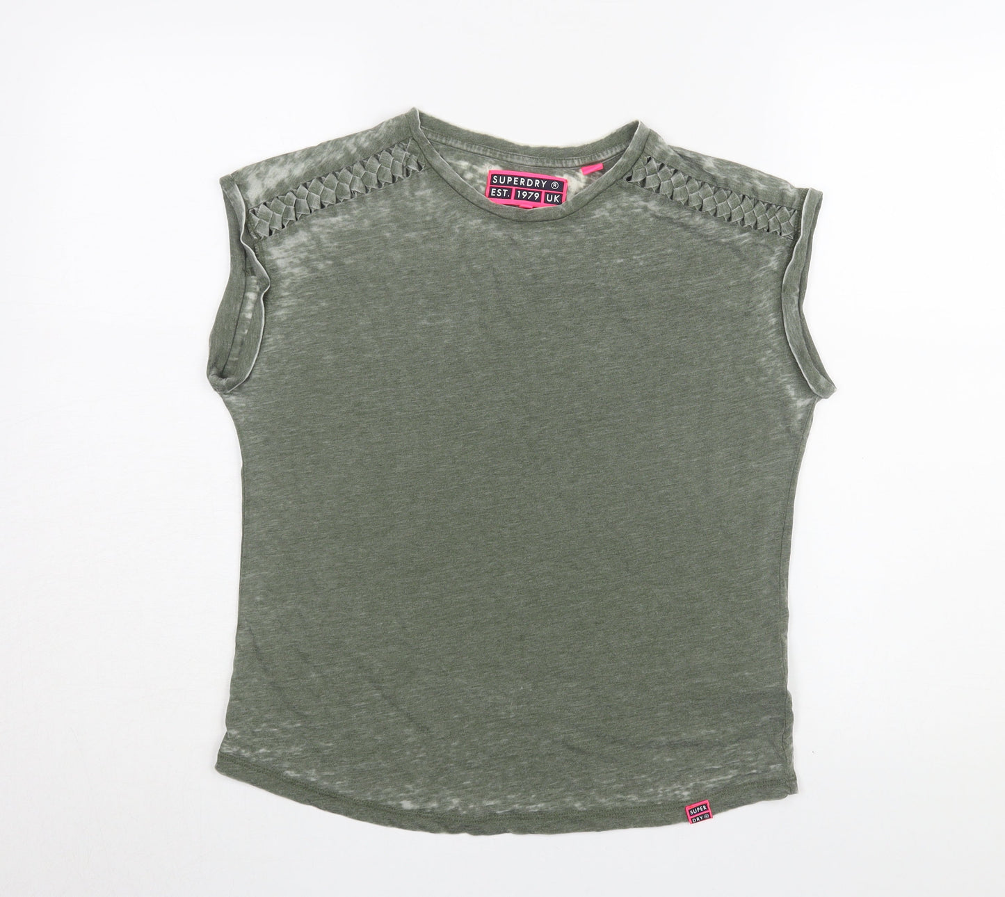Superdry Women's Green Sleeveless T-Shirt, Size 10