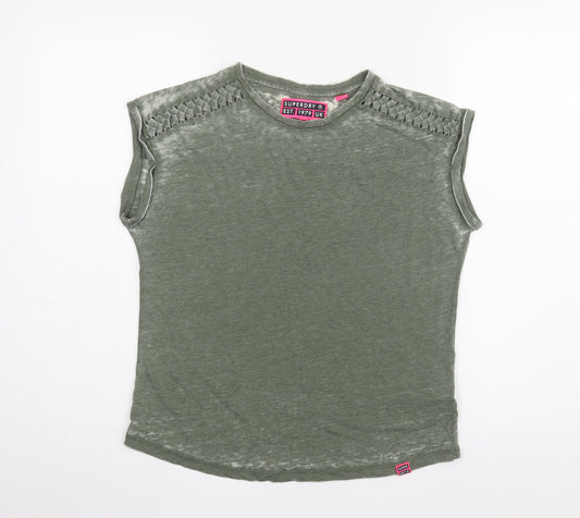 Superdry Women's Green Sleeveless T-Shirt, Size 10