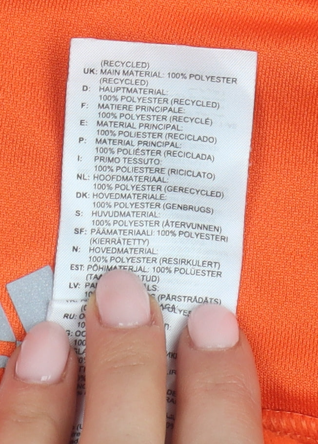 Brand and care label for Adidas boys’ orange 1/4 zip sweatshirt -, size 12, years, activewear