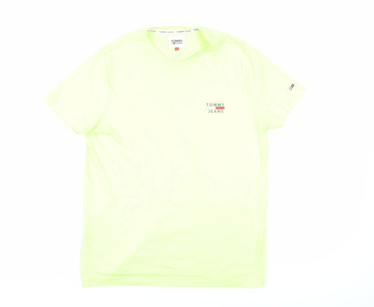 Tommy Jeans Men's Green Medium Logo T-Shirt