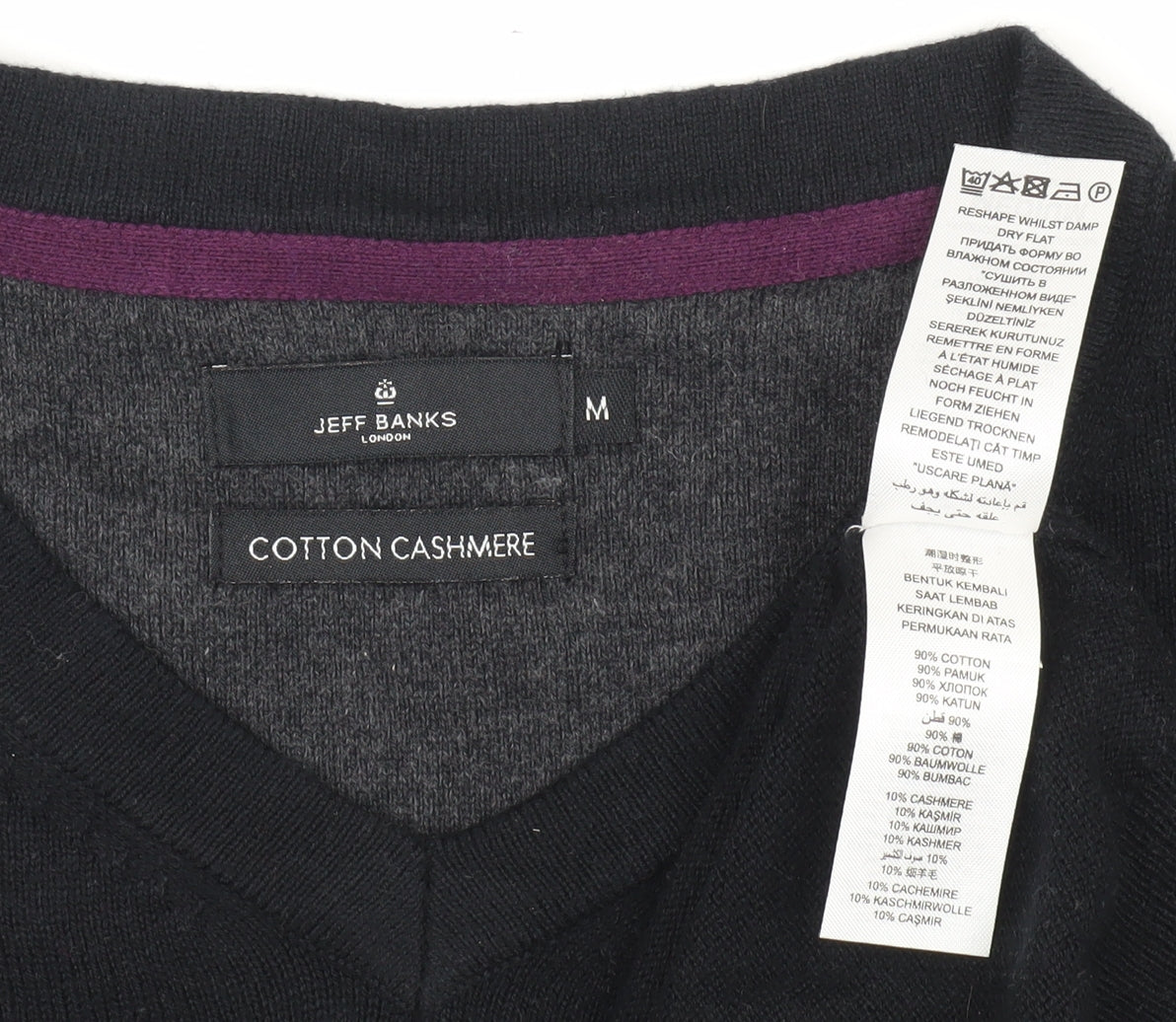 Jeff Banks Men's Black V-Neck Pullover M