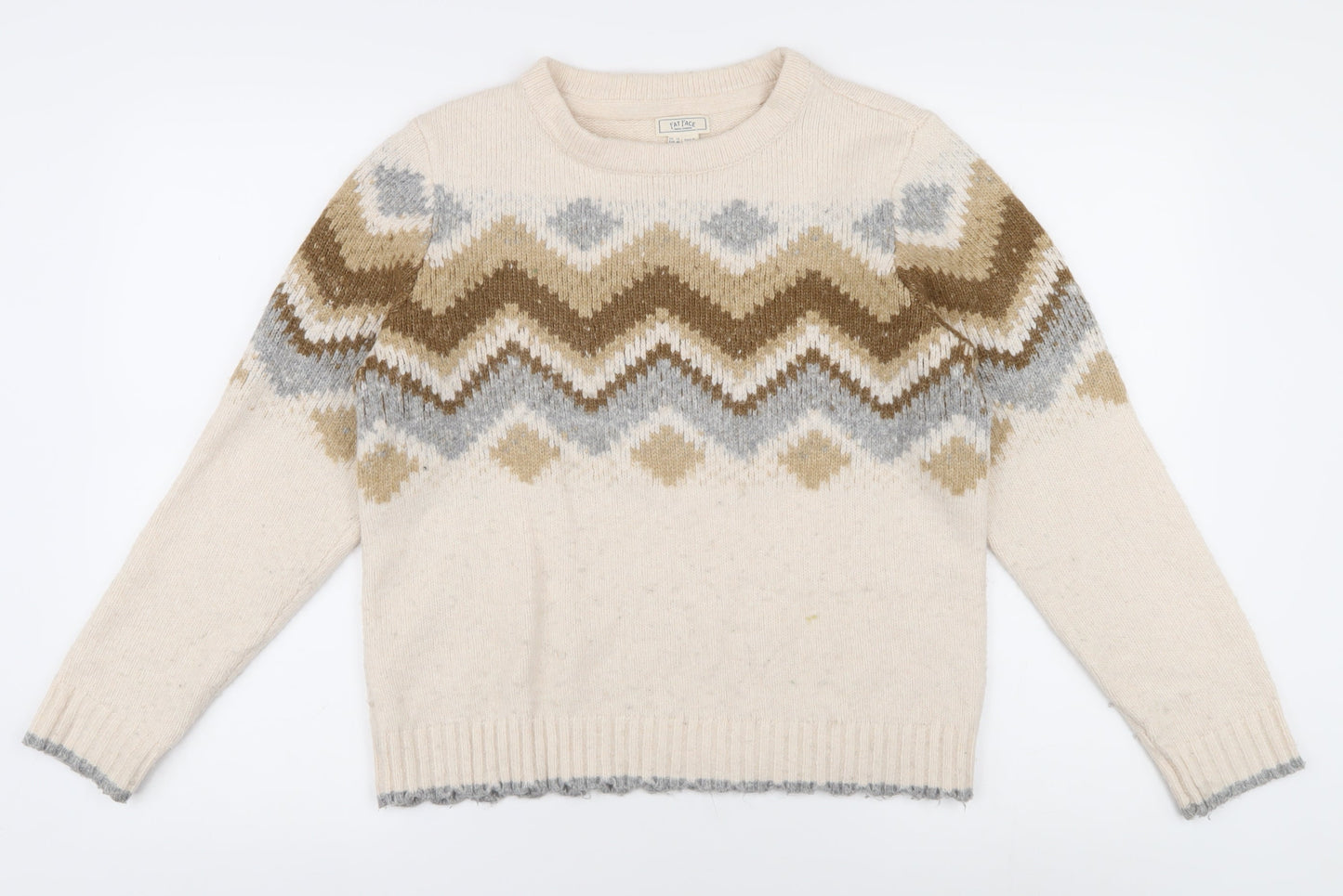 Fat Face Women’s Beige Geometric Knit Sweater UK 12