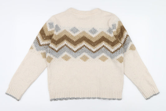 Fat Face Women’s Beige Geometric Knit Sweater UK 12