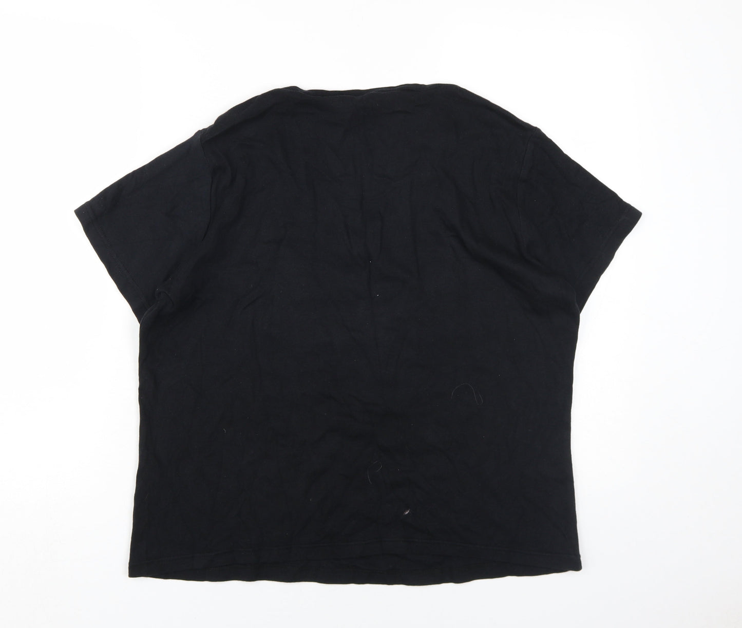 EWM Women's Black V-Neck T-Shirt - L - 100% Cotton