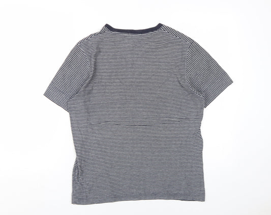 Lyle & Scott Men's Grey Striped Crew Neck Cotton T-Shirt M