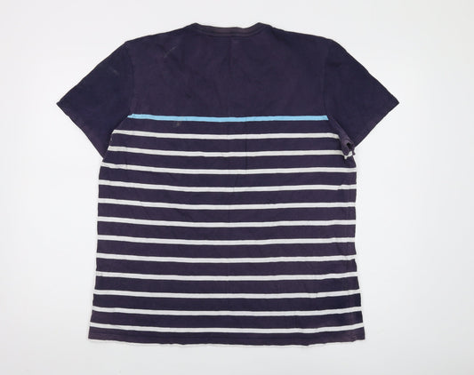 Gap Men's Blue Striped Short Sleeve T-Shirt L