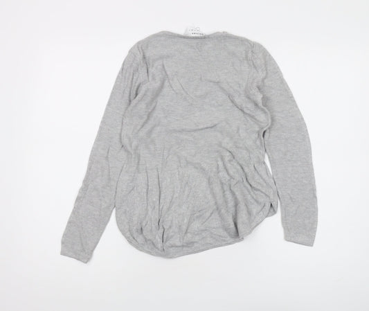 DECJUBA KIDS Girls Grey Long Sleeve Crew Neck T-Shirt