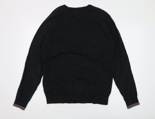 Fila Men's Black Pullover Jumper, Size M, Crew Neck
