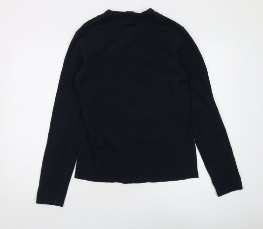 Hugo Boss Men's Black Slim Fit Graphic Long Sleeve T-Shirt