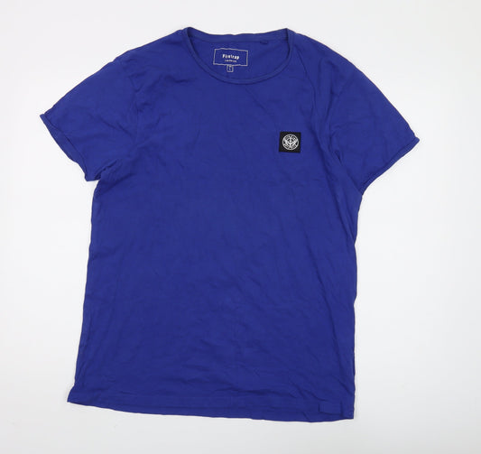 Firetrap Men's Blue Cotton T-Shirt, Size L, Short Sleeve