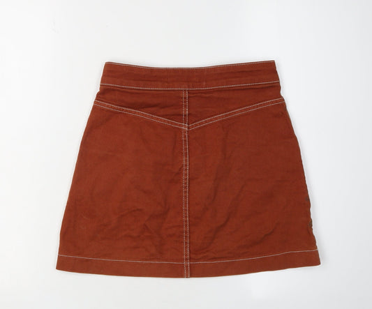 Zara Women's Brown Short Cotton Skirt XS