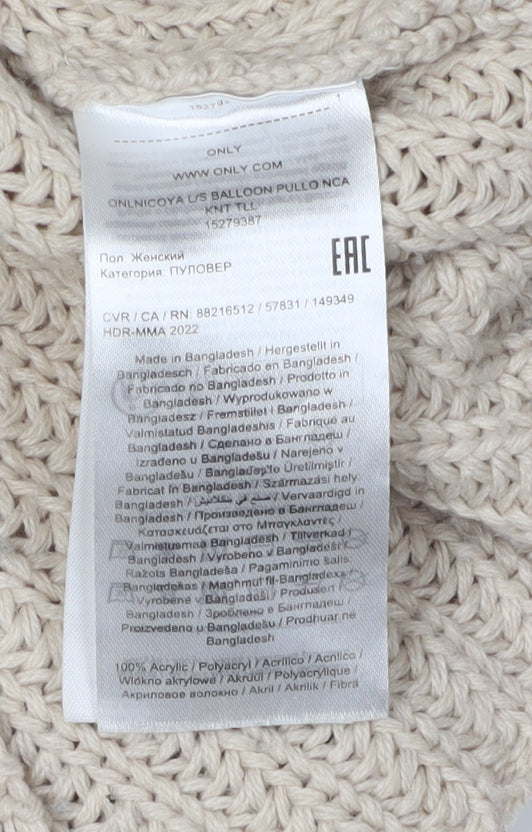 Brand and care label for Only Women's Beige Crew Neck Knitted jumper L