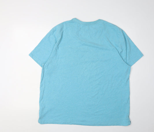 Mens UK Size XL Racing Green Blue Cotton Blend T-Shirt
